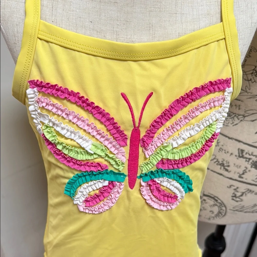 🩱Gymboree Girls Yellow Butterfly Kids Swimsuit One-Piece Bathing Suit Swim